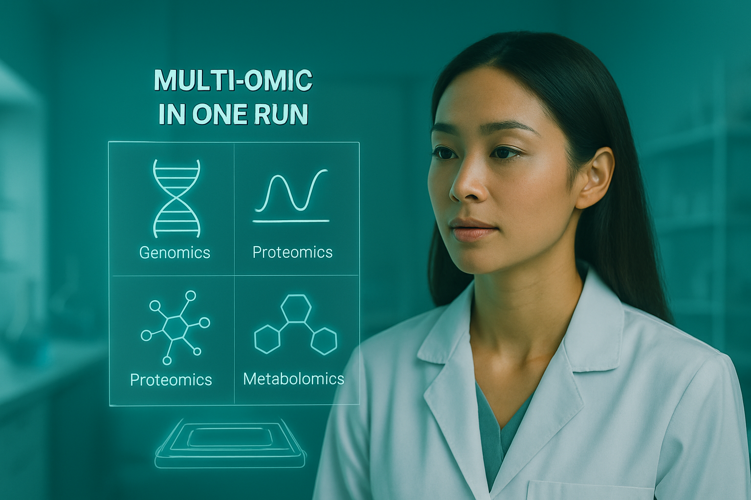 Scientist viewing multi-omic diagnostic information